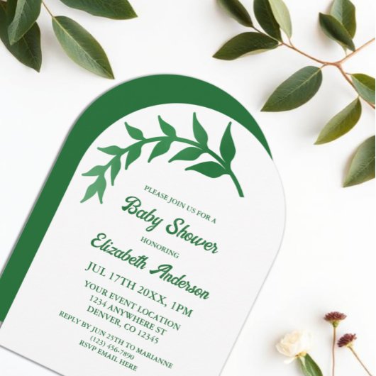 Chic Greenery Baby Shower 招待状