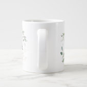 Chic Greenery & Data Monogramイニシャル「A」(名前付き) ジャンボコーヒーマグカップ (裏面)