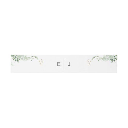Chic Greenery Monogram Invitation Belly Band 招待状ベリーバンド (フラット)
