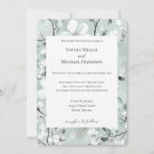 Chic Grey Blue White Floral Wedding 招待状 (正面)