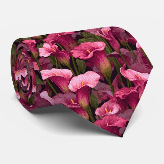 Chic Groomsmen Gift Calla Lilies Floral ネクタイ (ロール)