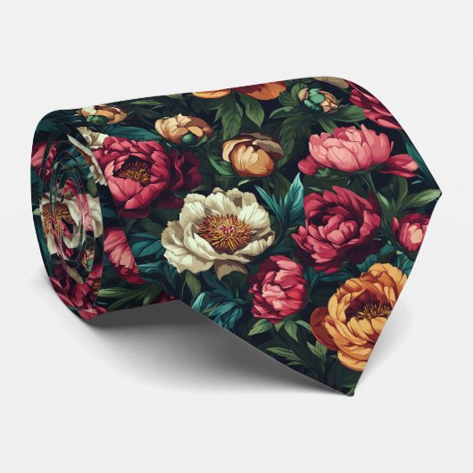 Chic Groomsmen Gift Peonies Floral ネクタイ (ロール)