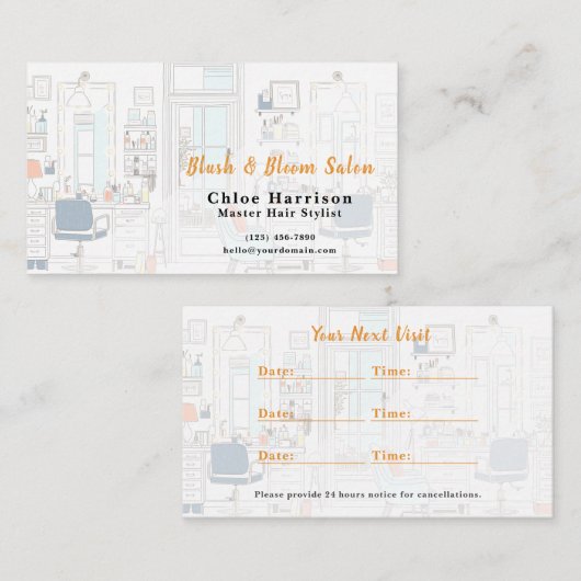 Chic Hair Salon Appointment Card & 名刺 (正面/裏面)