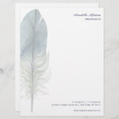 Chic handの青い灰色の水彩のぼかしV3 レターヘッド (正面/裏面)