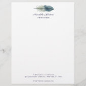 Chic handは青い灰色の水彩のぼかしV1を描きます レターヘッド (正面)