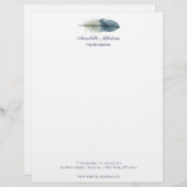 Chic handは青い灰色の水彩のぼかしV1を描きます レターヘッド (正面/裏面)