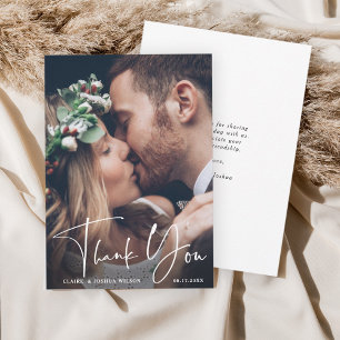 Chic Hand Lettered'結婚 S Thank You Photo Card サンキューカード