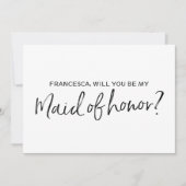 Chic Hand lettered "あなたは私のメイド・オブ・オーナー（花嫁付き添い人）" 招待状 (正面)