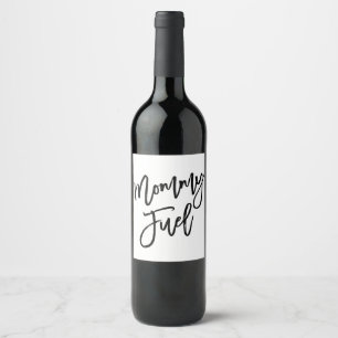 Chic Hand Lettered Mamm Fuel Wineボトルラベル ワインラベル