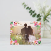 Chic Hand Lettered Photoフローラ結婚's Thank You ポストカード (スタンド正面)
