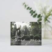 Chic Hand Lettered Photo'結婚s Thank You ポストカード (スタンド正面)