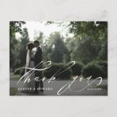 Chic Hand Lettered Photo'結婚s Thank You ポストカード (正面)