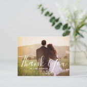 Chic Hand Lettered Photo'結婚s Thank You ポストカード (スタンド正面)