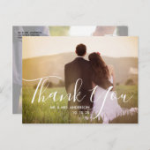 Chic Hand Lettered Photo'結婚s Thank You ポストカード (正面/裏面)