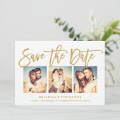 Chic Hand Lettered Save The Date Photo Collage セーブザデート (スタンド正面)