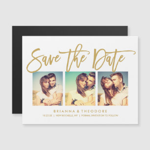 Chic Hand Lettered Save The Date Photo Collage マグネット招待状