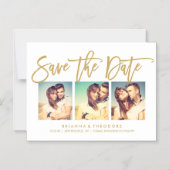 Chic Hand Lettered Save The Date Photo Collage マグネット招待状 (正面)