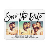 Chic Hand Lettered Save The Date Photo Collage マグネット (横)