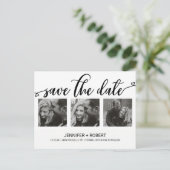 Chic Hand Lettered Save The Date Photo Collage 案内ポストカード (スタンド正面)