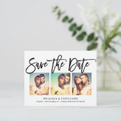 Chic Hand Lettered Save The Date Photo Collage 案内ポストカード (スタンド正面)