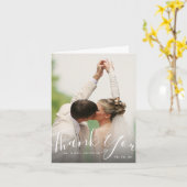 Chic Hand Lettered Script Photo'結婚s Thank You カード (黄色い花)