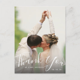 Chic Hand Lettered Script Photo'結婚s Thank You ポストカード