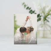Chic Hand Lettered Script Photo'結婚s Thank You ポストカード (スタンド正面)