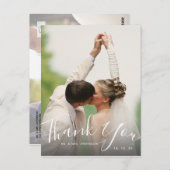 Chic Hand Lettered Script Photo'結婚s Thank You ポストカード (正面/裏面)