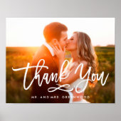 Chic Hand Lettered Thank You Photo ポスター (正面)