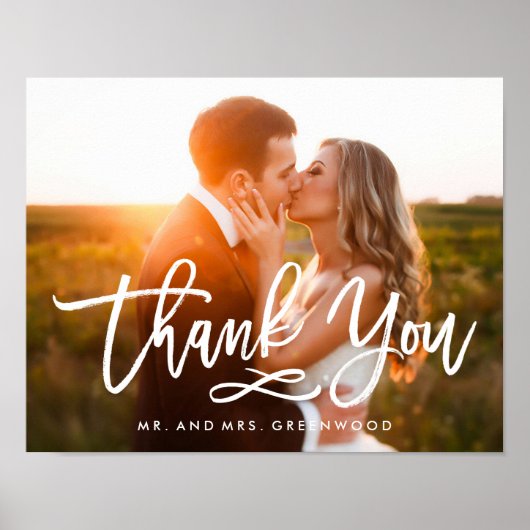 Chic Hand Lettered Thank You Photo ポスター (正面)