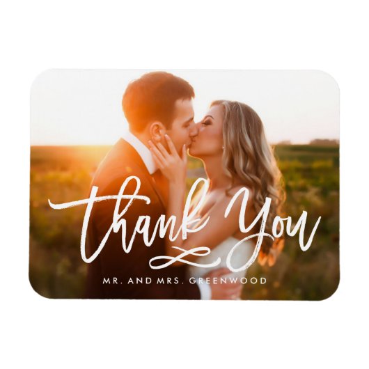 Chic Hand Lettered Thank You Photo マグネット (横)