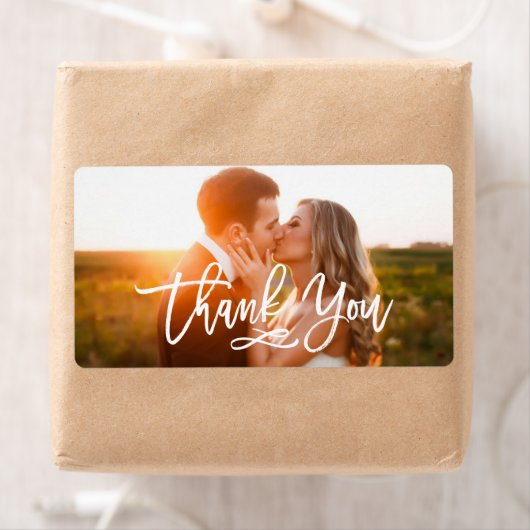 Chic Hand Lettered Thank You Photo ラベル (インサイチュ)