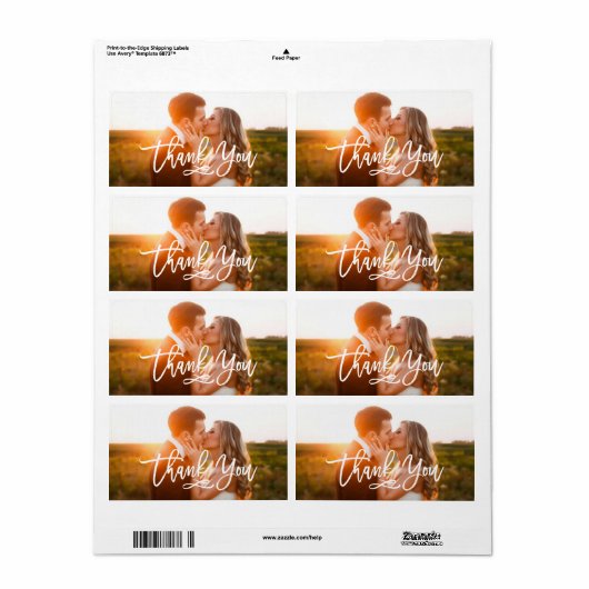 Chic Hand Lettered Thank You Photo ラベル (フルシート)
