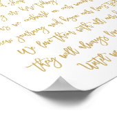 Chic Hand Lettered Wedding Memorial Sign Gold ポスター (角)