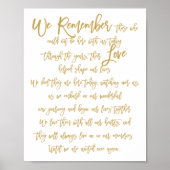 Chic Hand Lettered Wedding Memorial Sign Gold ポスター (正面)