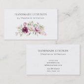 Chic Handmade Elegant Pink Floral Business Card 名刺 (正面/裏面)