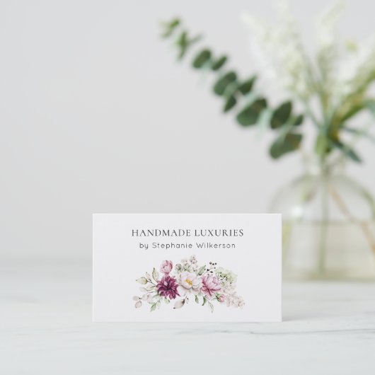 Chic Handmade Elegant Pink Floral Business Card 名刺 (スタンド正面)