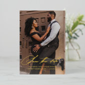 Chic Handwritten Type Photo Save the Date 箔招待状 (立ち正面)