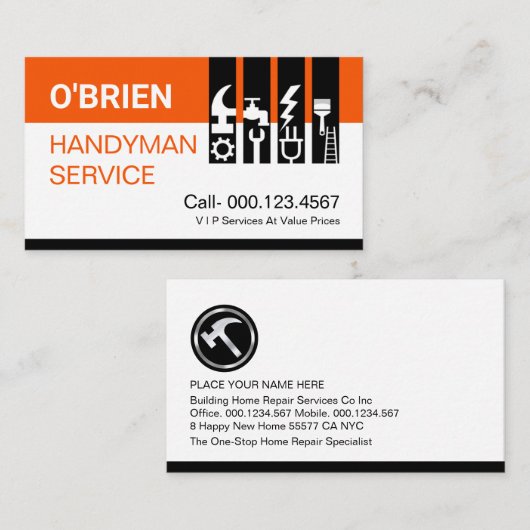 Chic Handyman Tools Tab 名刺 (正面/裏面)