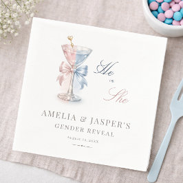Chic He Or She Martini Theme Gender Reveal Party スタンダードカクテルナプキン