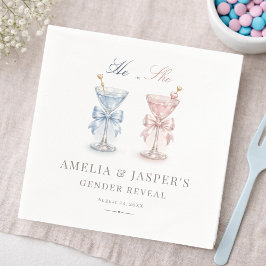 Chic He Or She Martini Theme Gender Reveal Party スタンダードカクテルナプキン