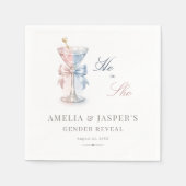 Chic He Or She Martini Theme Gender Reveal Party スタンダードカクテルナプキン (正面)