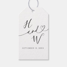 Chic Heart Initials Wedding Gift Tags Favor Labels ギフトタグ