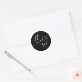 Chic Heart Initials Wedding Label Invitation Seals ラウンドシール