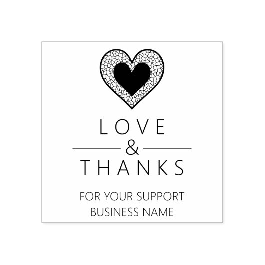 Chic Heart Lace Effect Love & Thanks Supporting ラバースタンプ (インプリント)