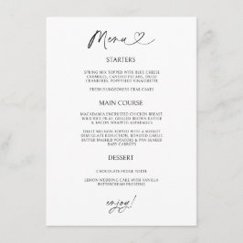 Chic Heart Menu Card Minimal Reception Dining メニュー