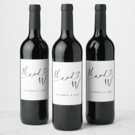 Chic Heart Monogram Wine Labels Wedding Decor ワインラベル