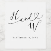 Chic Heart Monogram Wine Labels Wedding Decor ワインラベル (シングルラベル)