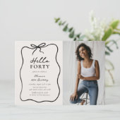 Chic Hello Forty' Photo 40th Birthday Party 招待状 (スタンド正面)
