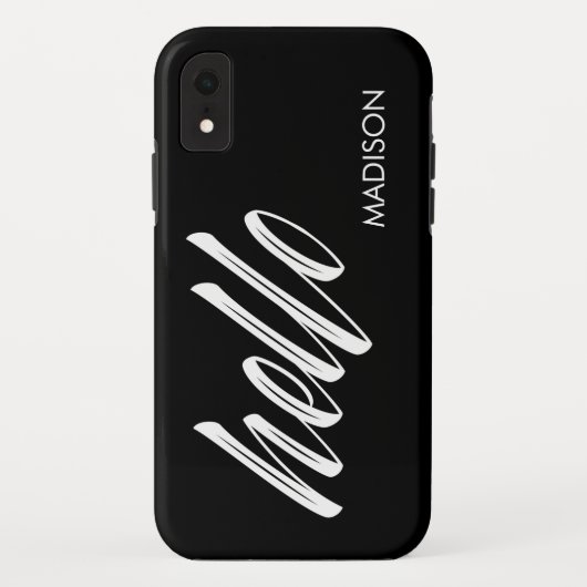 Chic Hello ScriptとYour Name白黒 Case-Mate iPhoneケース (裏面)